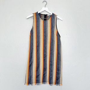 LUSH Striped Raw Hem Sleeveless Shift Dress Medium